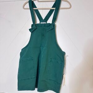 NWT Zenana Washed Knot Strap Denim Romper - Color Dark Green